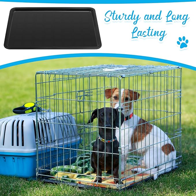 Suzile 4 Pcs Dog Crate Tray Replacement 27 x 20.5 Inches, Kennel Pan Black Plastic Bottom Floor Liners for Cat Rabbit Pets Training Cages Food Bowls Holders Accessories
