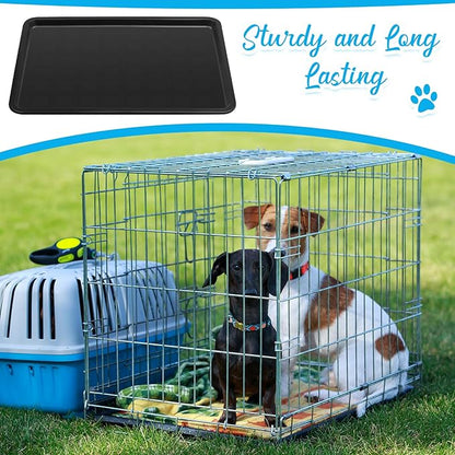 Suzile 4 Pcs Dog Crate Tray Replacement 27 x 20.5 Inches, Kennel Pan Black Plastic Bottom Floor Liners for Cat Rabbit Pets Training Cages Food Bowls Holders Accessories