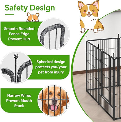 Mr Ironstone Dog Playpen with Anti-Rust Coating – 40" Height 8 Panels Portable & Foldable Indoor/Outdoor Pet Fence for Large, Medium, or Small Dogs – Durable Exercise Pen