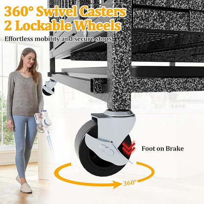 Dog Crates for Medium Dogs 37 inch, Heavy Duty 10-Gauge Steel Dog Kennel Indoor Escape Proof, Wire Cage for High Anxiety or Arthritic Dogs Comfortable with Lockable Wheels, Bottom Tray Easy to Clean