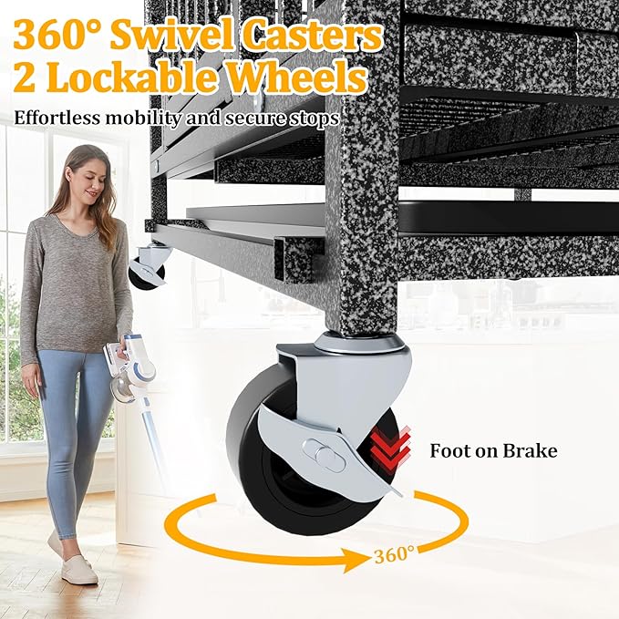 Dog Crates for Large Dogs 42 inch, Heavy Duty 10-Gauge Steel Dog Kennel Indoor Escape Proof, Wire Cage for High Anxiety or Arthritic Dogs Comfortable with Lockable Wheels, Bottom Tray Easy to Clean