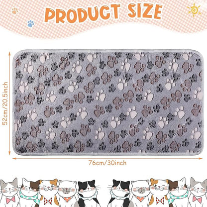Tatuo 4 Pcs Dog Blanket Pet Puppy Blanket Puppy Teething Toys Paw Print Fleece Blanket for Pet Cat Soft Warm Sleep Mat Guinea Pig Cage Blanket(Medium(30 x 20.5 Inch),Gray)