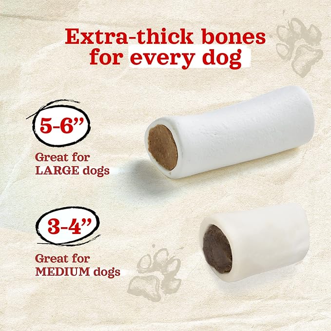 Natural Farm Filled Dog Bones, Bacon & Cheese Flavor (5-6 Inch, 3 Pack), Limited Ingredient Stuffed Dental Dog Bone Treats for Large Dogs