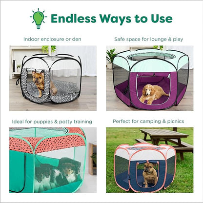 Furhaven Portable Dog Playpen Cat Tent, Pet Playground/Kennel Foldable Indoor Outdoor Zippered Puppy Crate - Navy, Extra Large