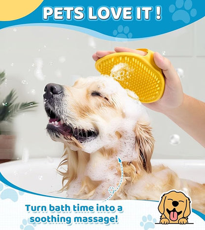 4PCS Dog Bath Brush Pet Massage Shampoo Brush Dog Scrubber for Dog Washing Brush Scrubber Pet Bath Massage Brush with Soft Silicone Bristles for Dog Cat Grooming Cleaning, Blue