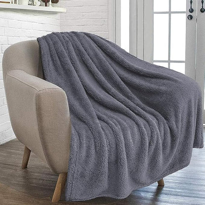 furrybaby Dog Blanket Soft Dog Blankets for Large Dogs Puppy Essentials Washable Fluffy Sherpa Fleece Cat Blanket 40x47 Inches for Bed Furniture Couch Sofa (Double-Layer Large, Grey)