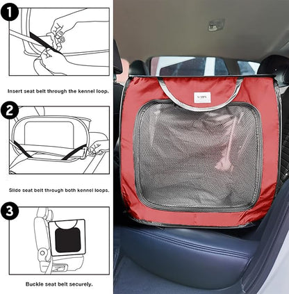 Love's cabin 36in Portable Large Dog Bed - Pop Up Dog Kennel, Indoor Outdoor Crate for Pets, Portable Car Seat Kennel, Cat Bed Collection, Red