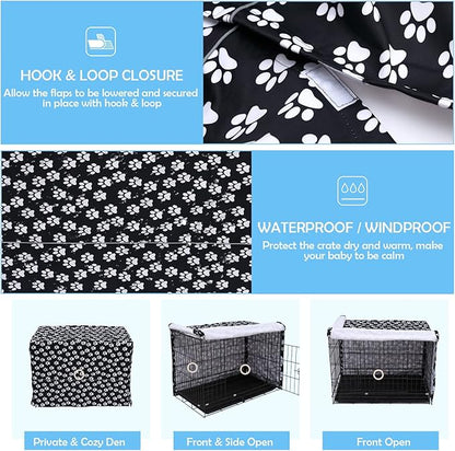 Morezi Dog Crate Cover for Wire Crates, Heavy Nylon Waterproof, Fits Most 42" inch Dog Crates, Easy to Put On, Take Off, and Adjust - Cover only - Black - XLarge