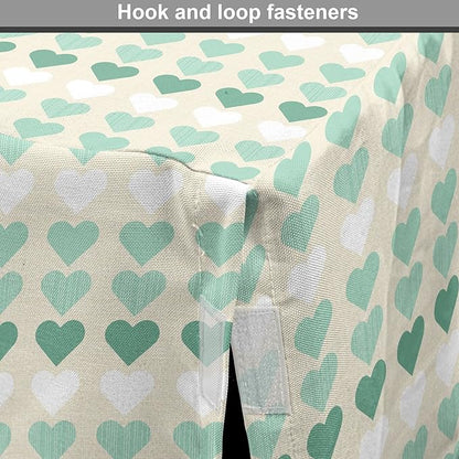 Lunarable Aquamarine Dog Crate Cover, Romantic Pattern with Heart Shapes in Rows, Easy to Use Pet Kennel Cover for Cats & Medium Dogs, 24 Inch, Champagne Laurel Green