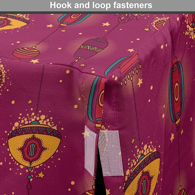Lunarable Folkloric Dog Crate Cover, Cultural Inspirations Oriental Party Celebration Art Traditional Design, Easy to Use Pet Kennel Cover for Cats & Medium Dogs, 30 Inch, Magenta and Yellow