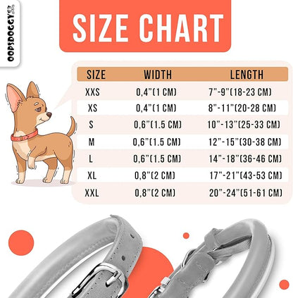 OOPSDOGGY Reflective Rolled Leather Dog Collar for Large Dogs, Adjustable Soft Padded Pet Collar for Large Breed Dogs (L, 14"-18", Brown)