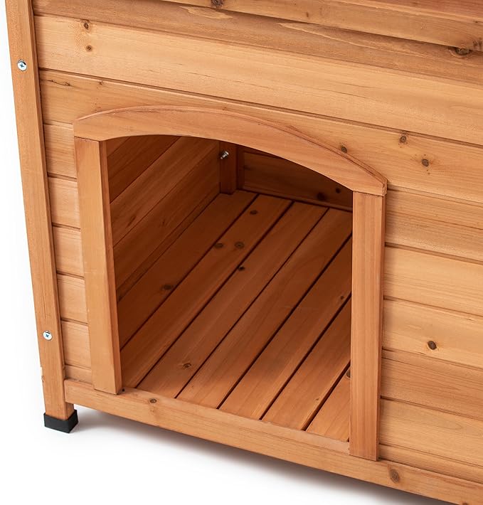 TAKUKA Outdoor Wooden Dog House for Small Medium Large Sized Dogs，Extra Waterproof Durable Dog Kennel with Wooden Floor for Garden Backyard Farm (34" W x 25" D x 23" H)