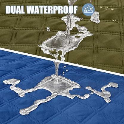 Smiry Waterproof Dog Blanket, Reversible Dog Bed Cover Pet Blanket, Soft Couch Cover for Dogs Washable, Bed Couch Sofa Furniture Protector for Puppy Cat Kids (30"x70", Green/Navy)