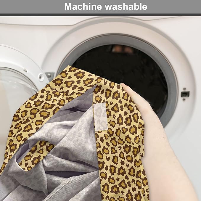 Lunarable Animal Print Dog Crate Cover, Digitally Generated Spots Classic Leopard Skin Graphic, Easy to Use Pet Kennel Cover for Cats & Medium Dogs, 30 Inch, Pale Camel Chocolate