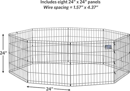 MidWest Homes for Pets Dog Exercise Pen & Playpen, 24" W x 24" H, No Door, Black