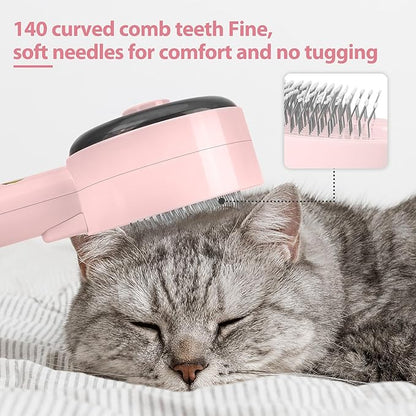 Steam Brush for Cats,3 in 1 Steamy Pet Brush Dog for Shedding for Indoor Cats,Water Brush for Cats Dogs,Spritz Defur Comb for Cats,Pet Grooming Brush Removal Comb with Spray for Cats（Pink）