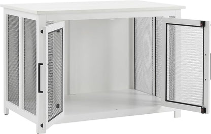Crosley Furniture Dane Credenza Console Table Dog Crate Kennel for Pets, White