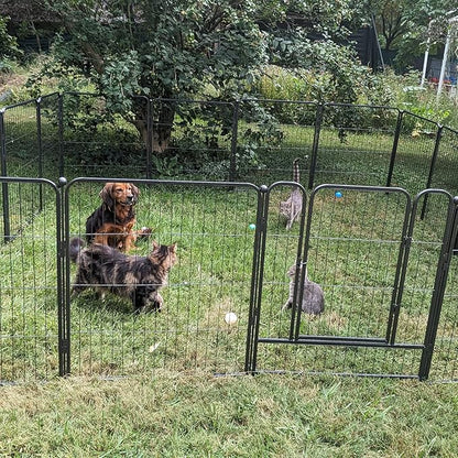 Dog Playpen, Dog Fences for The Yard, Portable Outdoor Dog Playpen for Large/Medium/Small Dogs, Foldable Metal Dog playpen, with Doors (8 Panels, 24")
