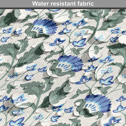 Lunarable Jacobean Dog Crate Cover, Herbal Pattern Pastoral Vintage Rustic Wedding Inspired Foliage Springtime, Easy to Use Pet Kennel Cover for Medium Large Dogs, 48 Inch, Blue Green Cream