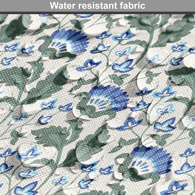 Lunarable Jacobean Dog Crate Cover, Herbal Pattern Pastoral Vintage Rustic Wedding Inspired Foliage Springtime, Easy to Use Pet Kennel Cover for Medium Large Dogs, 42 Inch, Blue Green Cream