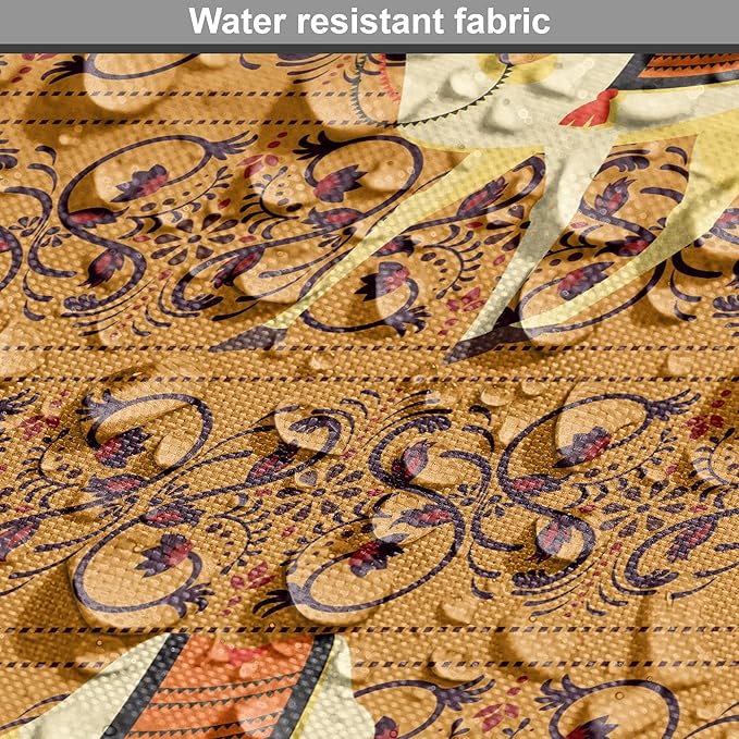 Lunarable Camel Dog Crate Cover, Traditional Pattern with Strokes Desert Animal Repetition in Folk Accessories, Easy to Use Pet Kennel Cover for Cats & Medium Dogs, 30 Inch, Apricot and Cream