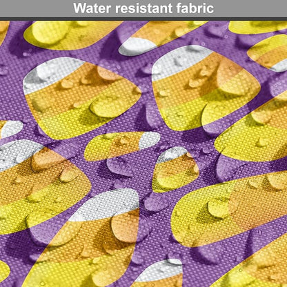 Lunarable Candy Corn Dog Crate Cover, Halloween Themed Pattern of Irregular Tasty Junk Food for Comfort, Easy to Use Pet Kennel Cover for Medium Large Dogs, 42 Inch, Violet Earth Yellow