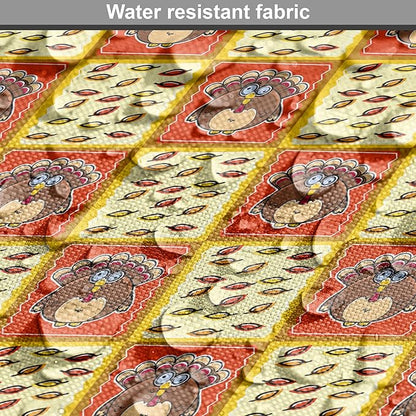 Lunarable Thanksgiving Dog Crate Cover, Checkered Pattern with Funny Cartoon Gobbler and Fallen Autumn Leaves, Easy to Use Pet Kennel Cover for Medium Large Dogs, 42 Inch, Red Yellow Brown