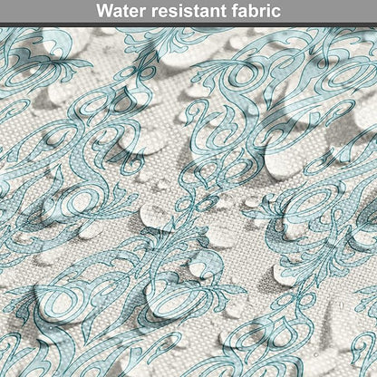 Lunarable Damask Blue Dog Crate Cover, Vintage Antique Pattern with Classic Victorian Motif, Easy to Use Pet Kennel Cover for Medium Large Dogs, 48 Inch, Eggshell Pale Cadet Blue