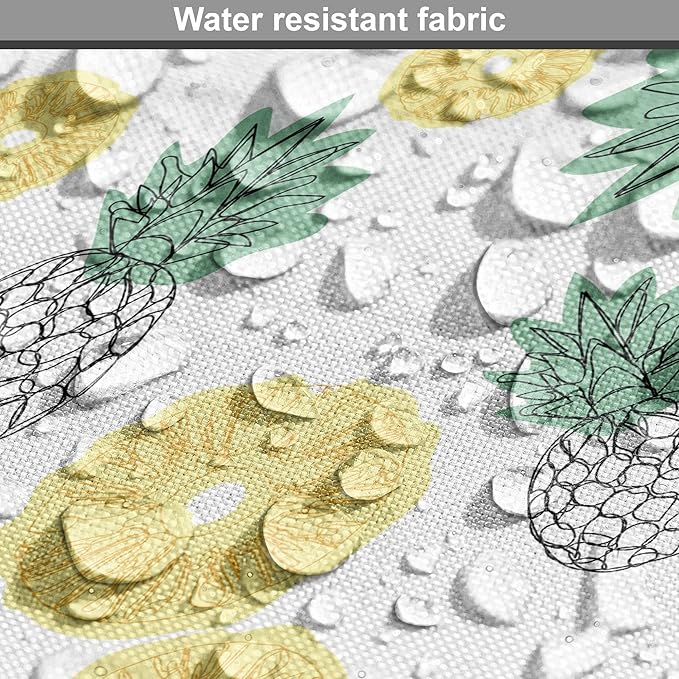 Lunarable Pineapple Dog Crate Cover, Doodle Style Whole and Sliced Pieces, Easy to Use Pet Kennel Cover for Medium Large Dogs, 42 Inch, White Yellow Jade Green