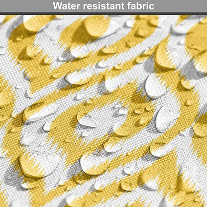 Lunarable Yellow Dog Crate Cover, Geometric Pattern with Ogee Shapes Waves and Curves Design Modern Boho Print, Easy to Use Pet Kennel Cover for Cats & Medium Dogs, 30 Inch, Yellow and White