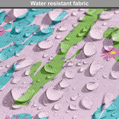 Lunarable Succulent Dog Crate Cover, Pastel Cactus Plants Flowering Desert Botany Foliage in, Easy to Use Pet Kennel Cover for Cats & Medium Dogs, 24 Inch, Pale Pink Sky Blue Green