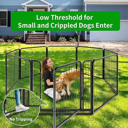 Dog Playpen Outdoor Extra Wide 32 Panels Heavy Duty Dog Fence 32" Height Anti-Rust with Doors Portable for RV Camping Yard, Total 84FT, 561 Sq.ft, Snowy Black