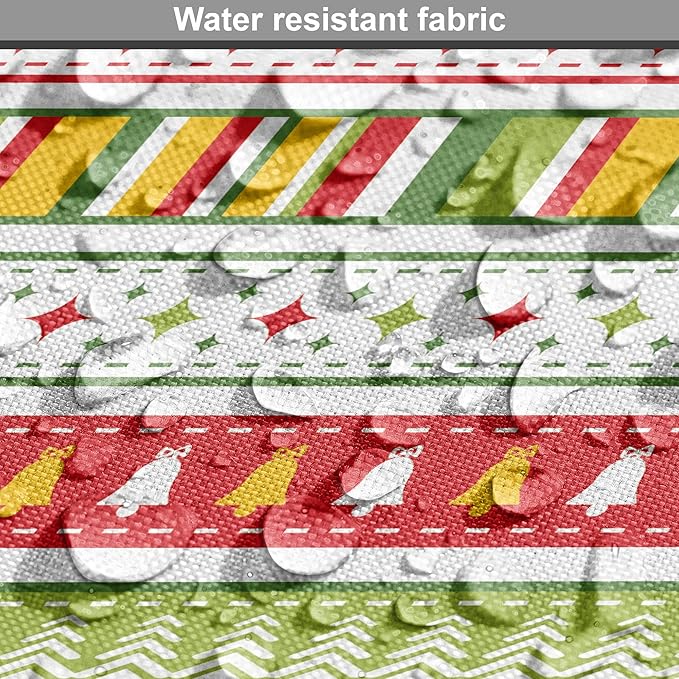 Ambesonne Christmas Dog Crate Cover, Traditional Winter Seasonal Borders Stars Bells Trees Stripes Print, Easy to Use Pet Kennel Cover for Medium Large Dogs, 42 Inch, Lime Green