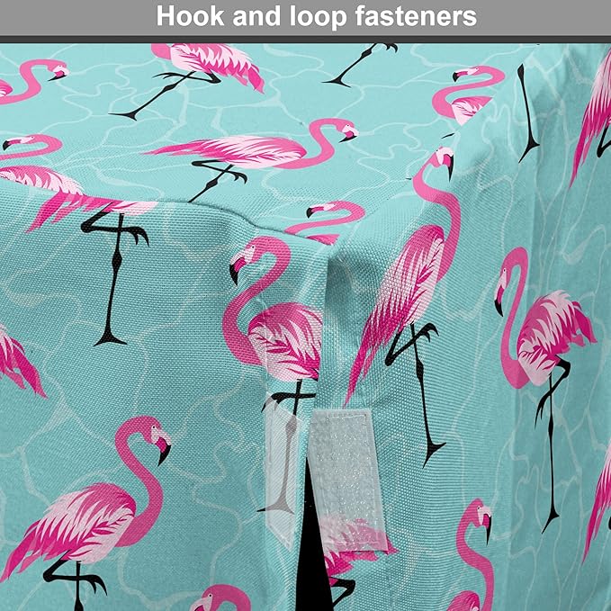 Lunarable Turquoise Dog Crate Cover, Repetitive Pink Flamingos on Wavy Water Background Vivid Colors Graphic, Easy to Use Pet Kennel Cover for Small Dogs Puppies Kittens, 18 Inch, Pink Seafoam