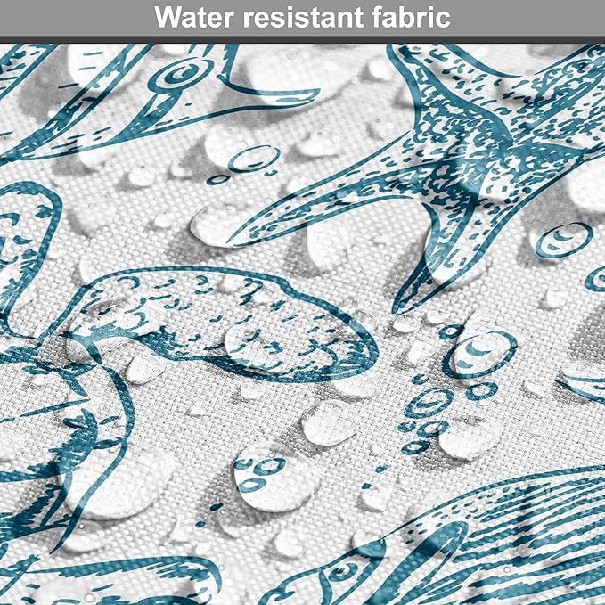 Lunarable Under The Sea Dog Crate Cover, Hand Drawn Sketch Art Style Fauna of The Sea Turtle Starfish and Fishes, Easy to Use Pet Kennel Cover for Cats & Medium Dogs, 30 Inch, Blue White