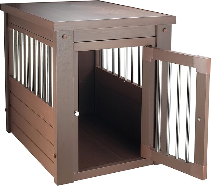 New Age Pet ECOFLEX Dog Crate End Table - Furniture-Style Pet Crate for Crate Trained Dogs - Stainless Steel Tubing & a Latched Closure - 10 Year Manufacturer's Warranty, Small