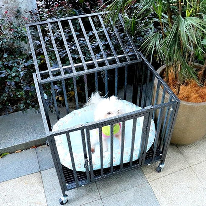 Loonpon Dog Crates for Small Dogs Under 25lbs,24.4 inch Heavy Duty Small Dog Crate with Wheels,Metal Double Door Dog Kennel Indoor Outdoor for Small Dog Puppy