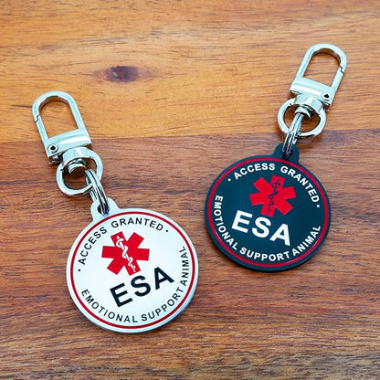 Service Dog ID Tag for Small & Large Dogs - Emotional Support ESA Medical Alert Collar Accessory - Durable Stainless Steel Service Animal Tag - Access Granted ESA Tag in Black Small