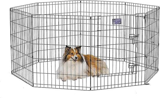 MidWest Homes for Pets Dog Exercise Pen & Playpen, 24" W x 30" W, with Door, Black
