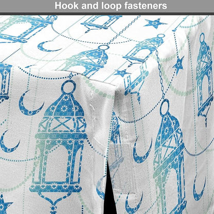 Lunarable Oriental Dog Crate Cover, Eastern Theme Celebration Pale Toned Composition Folkloric Look Print, Easy to Use Pet Kennel Cover for Small Dogs Puppies Kittens, 22 Inch, Pale Green White Blue