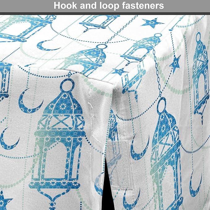 Lunarable Oriental Dog Crate Cover, Eastern Theme Celebration Pale Toned Composition Folkloric Look Print, Easy to Use Pet Kennel Cover for Cats & Medium Dogs, 24 Inch, Pale Green White Blue