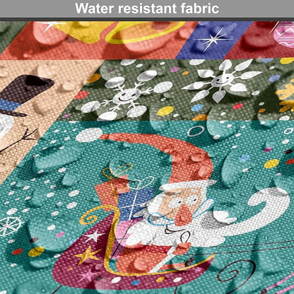 Lunarable Christmas Dog Crate Cover, Modern Design Theme Funny Xmas Winter Patterns Theme, Easy to Use Pet Kennel Cover for Medium Large Dogs, 42 Inch, Red Blue