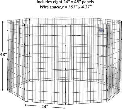 MidWest Homes for Pets Dog Exercise Pen & Playpen, 24" W x 48" H, No Door, Black