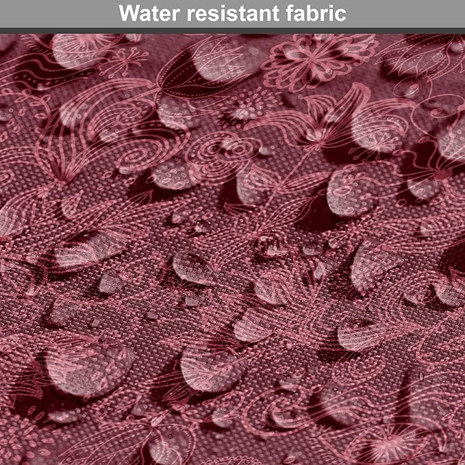 Lunarable Burgundy Dog Crate Cover, Cheerful Nature Inspired Gardening Pattern with Blooming Flowers Ornate Style, Easy to Use Pet Kennel Cover for Medium Large Dogs, 48 Inch, Burgundy Coral