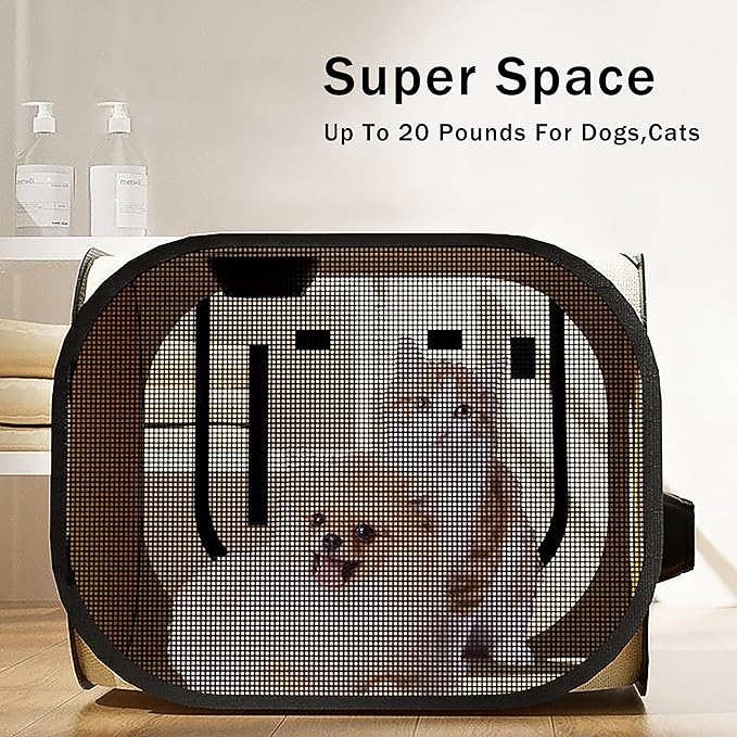 Pet Dog Cat Drying Box,Waterproof Anti-Hair Flying Portable Foldable Pet Drying Room,Pet Hair Dryer Clean Grooming House,Dryer Crate Cage for Dog Cat for Small to Medium (Yellow)
