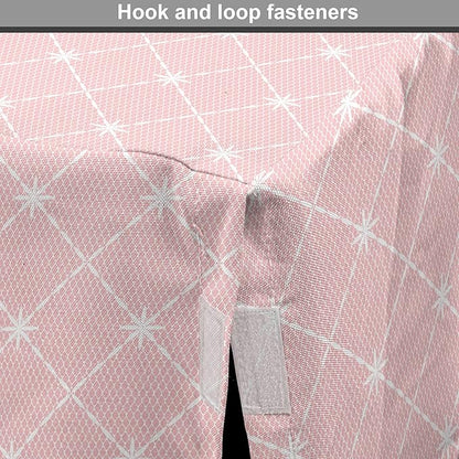 Ambesonne Blush Pink Dog Crate Cover, Abstract Monochrome Geometric Lace Inspired Grid Ornament with Stars Print, Easy to Use Pet Kennel Cover for Small Dogs Puppies Kittens, 22 Inch, Blush White