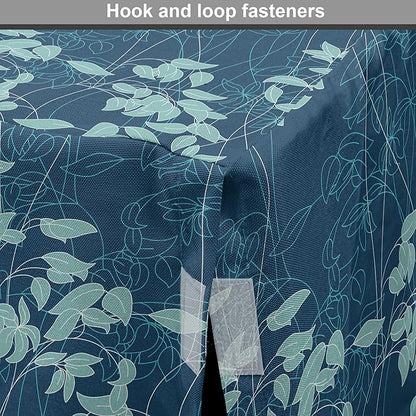 Lunarable Blue Floral Dog Crate Cover, Abstract Leaves and Outlines Rural Field Garden Foliage Art, Easy to Use Pet Kennel Cover for Small Dogs Puppies Kittens, 22 Inch, Green Night