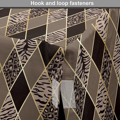 Lunarable Contemporary Brown Dog Crate Cover, Rhomb Check Pattern with Animal Skins, Easy to Use Pet Kennel Cover for Medium Large Dogs, 42 Inch, Umber Dark Brown