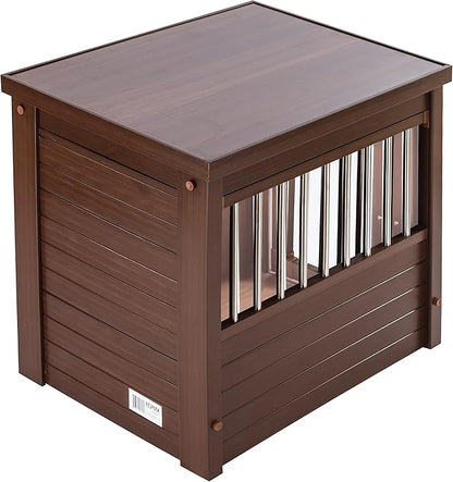 New Age Pet ECOFLEX Dog Crate End Table - Furniture-Style Pet Crate for Crate Trained Dogs - Stainless Steel Tubing & a Latched Closure - 10 Year Manufacturer's Warranty, Small