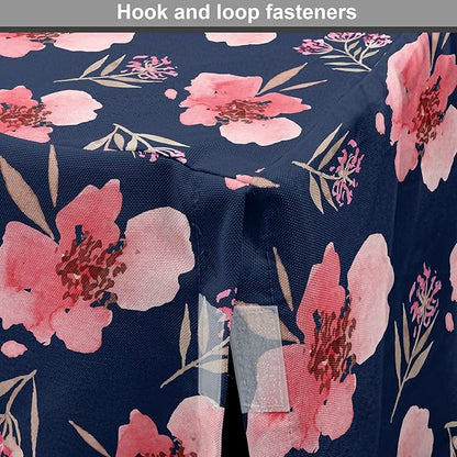 Ambesonne Watercolor Dog Crate Cover, Nature Inspired Composition with Pink Garden Flora Vintage Petals, Easy to Use Pet Kennel Cover for Medium Large Dogs, 42 Inch, Navy Blue Coral